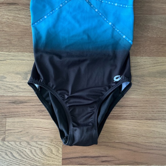 GK Blue and Black Diamonds Leotard Size Child Medium - Picture 3 of 9